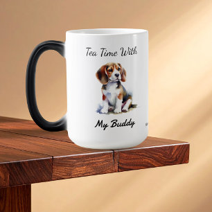Watercolor Beagle Puppy Brown Personalize Magic Mug