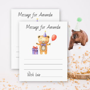 Watercolor bear birthday time capsule message