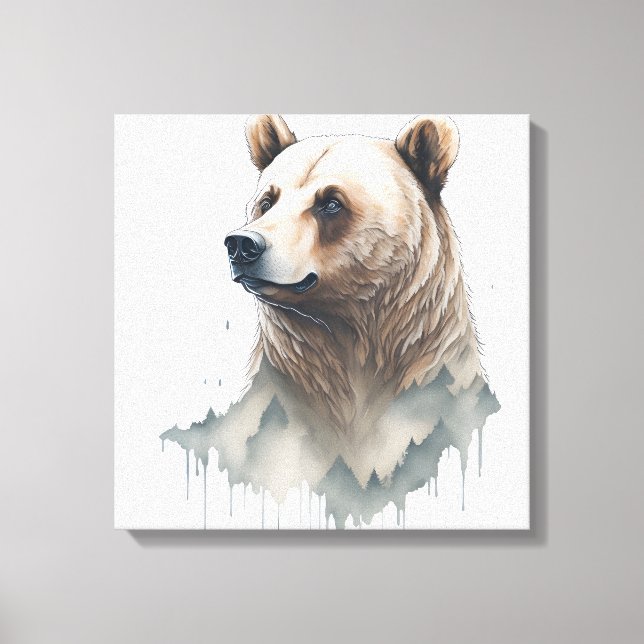 Watercolor Bear Canvas Print (Front)