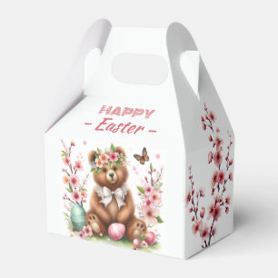 Watercolor Bear Easter Eggs & Cherry Blossoms -   Favor Box