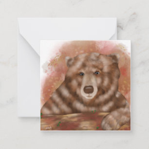 Watercolor Bear w/ Faux Gold   Note Card