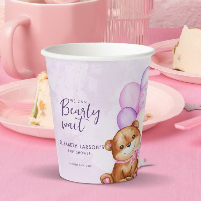 Watercolor Bearly Wait Baby Shower Paper Cups (Creator Uploaded)