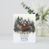 Watercolor Bears Rustic Wilderness Save the Date
