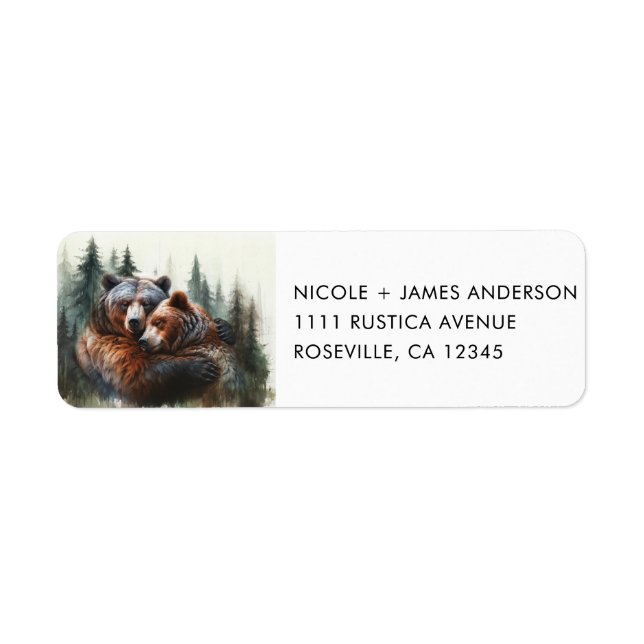 Watercolor Bears Rustic Wilderness Wedding (Front)