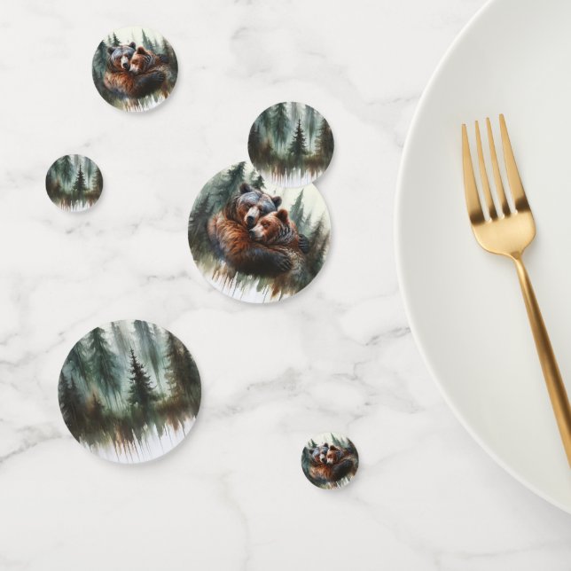 Watercolor Bears Rustic Wilderness Wedding Confetti (Group)