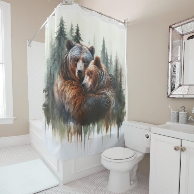 Watercolor Bears & Trees Rustic Wilderness  (In Situ)