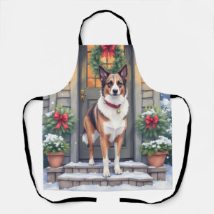Watercolor Beauceron Rustic Porch Christmas Apron
