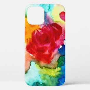 Watercolor beautiful abstract rose art iPhone 12 case