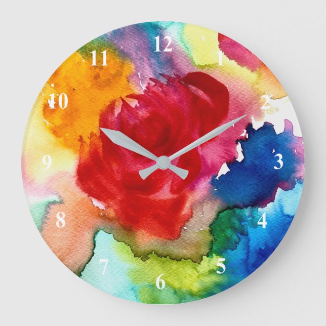 Watercolor beautiful abstract rose art large clock (Front)