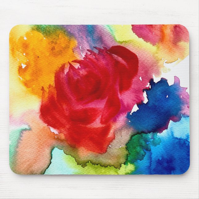 Watercolor beautiful abstract rose art mouse pad (Front)