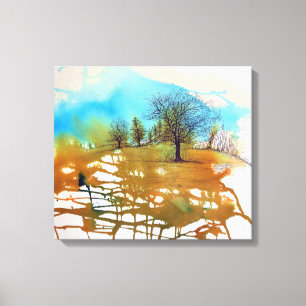Watercolor   Beautiful Inked Trees Canvas Print