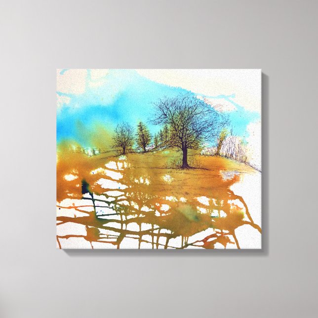 Watercolor | Beautiful Inked Trees Canvas Print (Front)