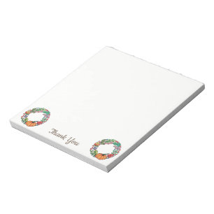 Watercolor Beautiful Pumpkin Wreath with leaves Notepad