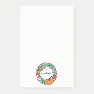 Watercolor Beautiful Pumpkin Wreath with leaves Post-it Notes