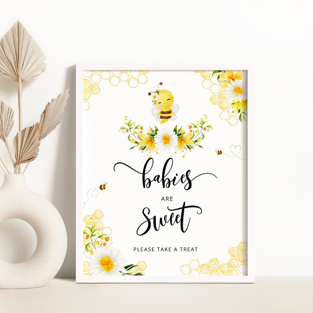 Watercolor bee daisy Babies are sweet Poster (Creator Uploaded)