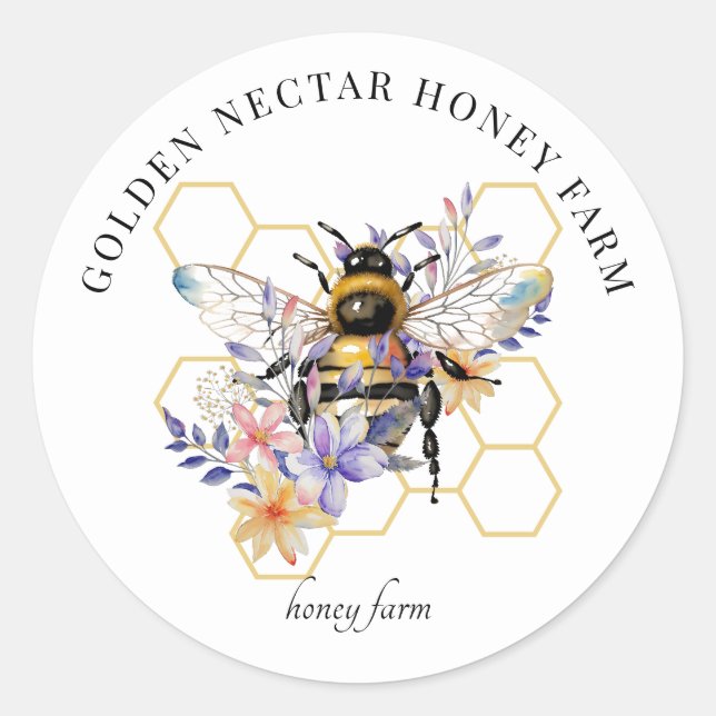 Watercolor Bee Honeybee Beekeeper Product Label (Front)