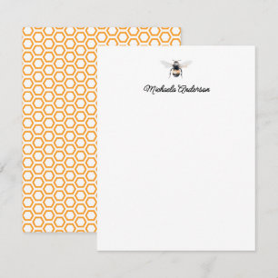 Watercolor Bee & Honeycomb Personalized Card