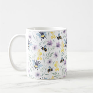 Watercolor Bee Pattern Coffee Mug