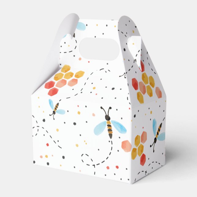 Watercolor Bee Pattern Favor Box (Front Side)