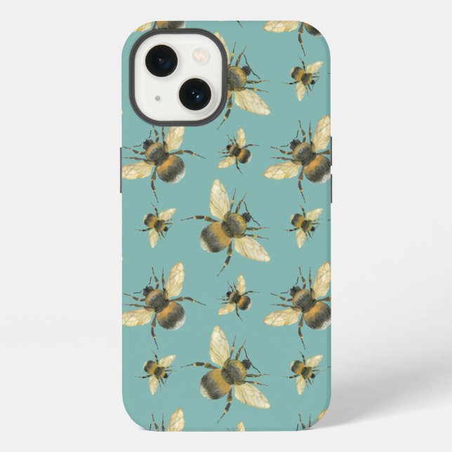 Watercolor Bee Pattern iPhone / iPad case (Back)