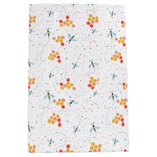 Watercolor Bee Pattern Medium Gift Bag