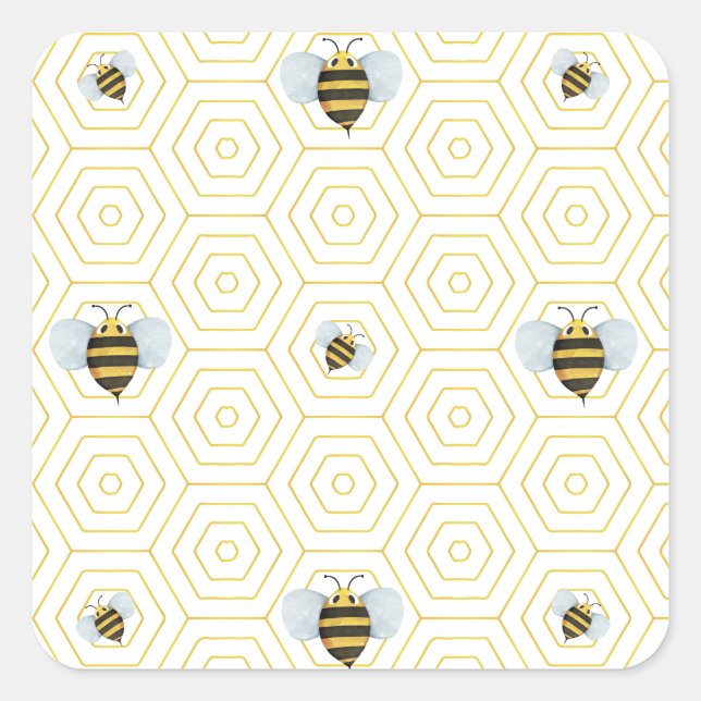 Watercolor Bee Pattern Stickers (Front)