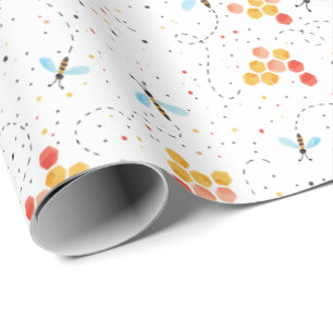 Watercolor Bee Pattern Wrapping Paper
