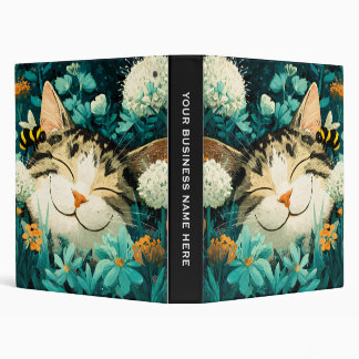 Watercolor Bee Sleeping Cat Flower Garden Binder