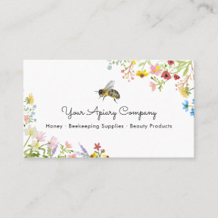 Watercolor Bee Wildflower Apiary Business Card