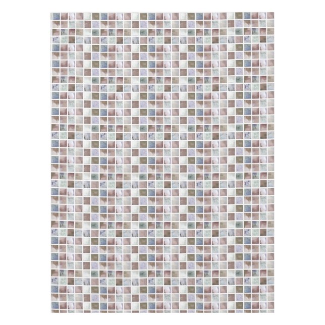 Watercolor . Beige and grey squares . Tablecloth (Front)