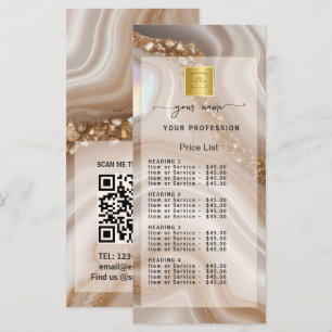 Watercolor Beige gold Price List Menu