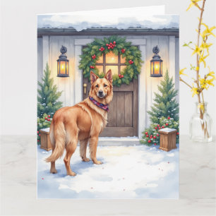 Watercolor Belgian Laekenois Farmhouse Christmas Card