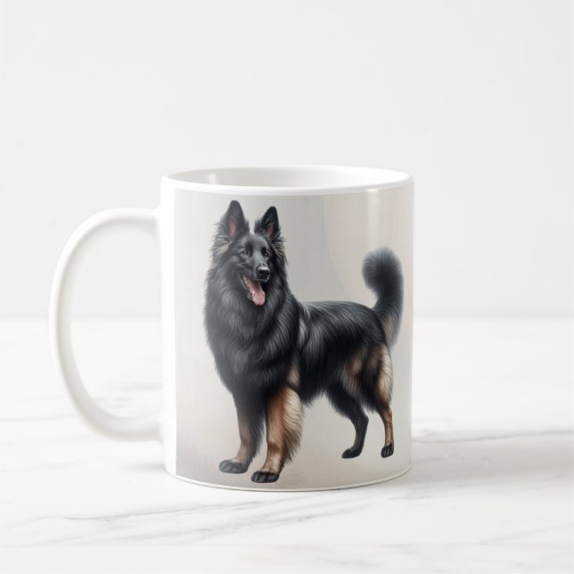 Watercolor Belgian Shepherd Dog Coffee Mug (Left)