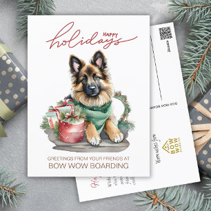Watercolor Belgian Tervuren Christmas Corporate Holiday Postcard