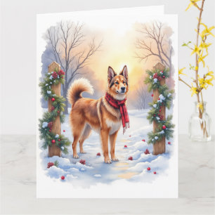 Watercolor Belgian Tervuren Garland Christmas Card