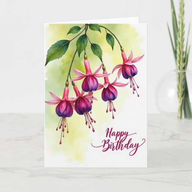 Watercolor Bell Birthday Card (Front)