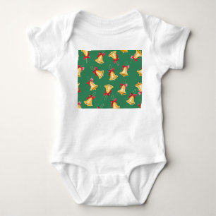 Watercolor Bell Pattern Green Seamless Baby Bodysuit