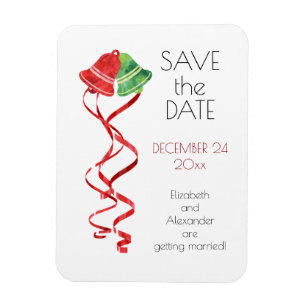 Watercolor Bells/ Christmas Wedding/ Save the Date Magnet