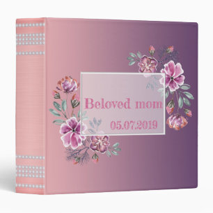Watercolor, beloved mom, floral binder