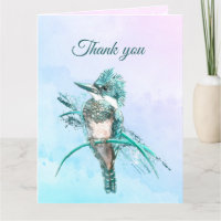 Watercolor Belted Kingfisher Bird Wildlife Art