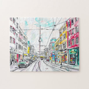 Watercolor Berlin Mitte and TV Tower Jigsaw Puzzle
