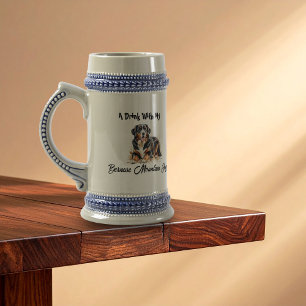 Watercolor BERNESE Mountain Dog Personalize Beer Stein
