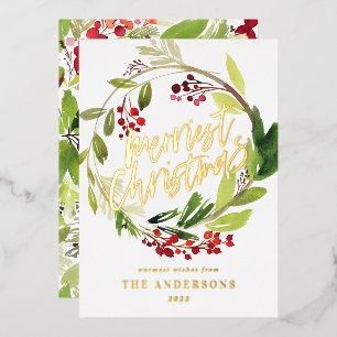 Watercolor Berries and Greenery Wreath Holiday