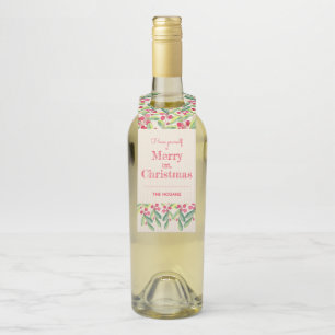 Watercolor Berries and Leaves Christmas Holiday Bottle Tag