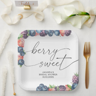 Watercolor berries - sweet berry text paper plate