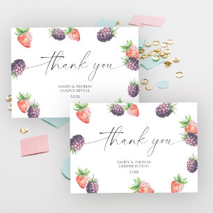 Watercolor Berries - Thank you gender reveal Card