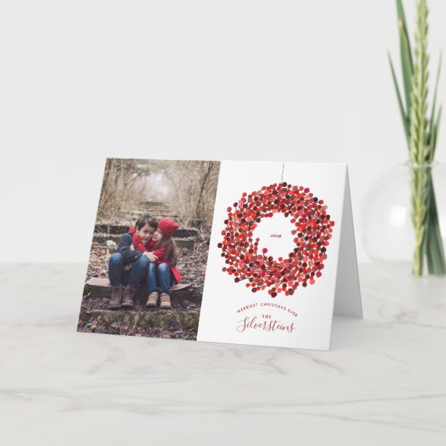 Watercolor Berries Wreath Christmas Holiday Folded Invitation (Front)