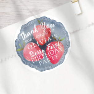 Watercolor Berry First Birthday Favour Classic Round Sticker