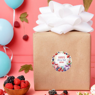 Watercolor Berry First Birthday Strawberry Party - Classic Round Sticker