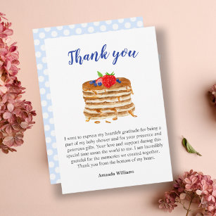 Watercolor Berry Pancake Blue Gingham Thank You Invitation
